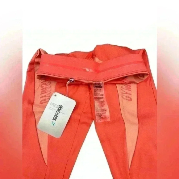 GYMSHARK Turbo Women Sport Leggings Orange Logo Stretch Capri Activewear Medium - Picture 5 of 8